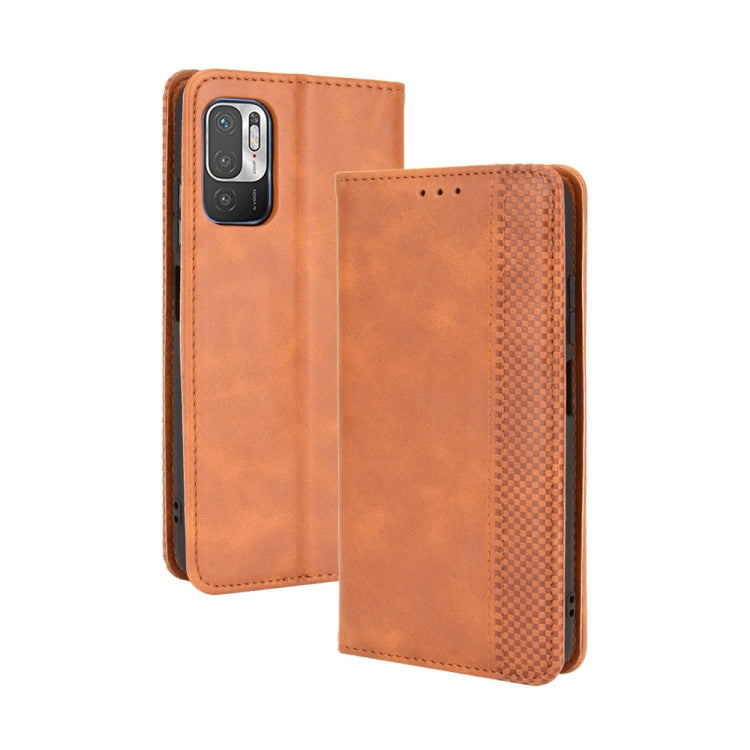 Magnetic Buckle Retro Crazy Horse Texture Horizontal Flip Leather Case with Holder & Card Slots & Photo Frame, Compatible with Xiaomi Redmi Note 10 5G