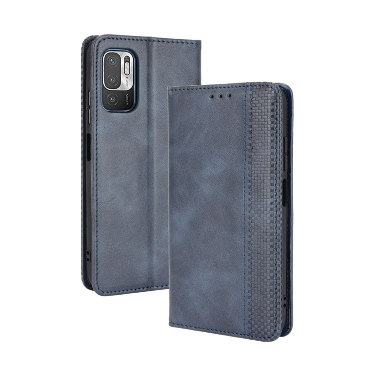 Magnetic Buckle Retro Crazy Horse Texture Horizontal Flip Leather Case with Holder & Card Slots & Photo Frame, Compatible with Xiaomi Redmi Note 10 5G