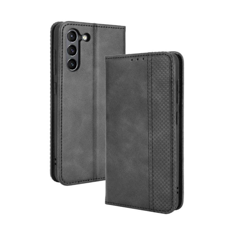 Magnetic Buckle Retro Crazy Horse Texture Horizontal Flip Leather Case with Holder & Card Slots & Photo Frame, Compatible with Samsung Galaxy S21 FE