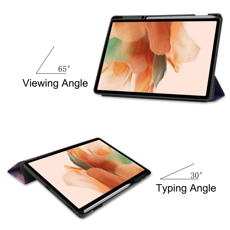 Custer Painted TPU Smart Tablet Leather Case with Sleep / Wake-up Function & 3-Fold Holder & Pen Slot, For Samsung Galaxy Tab S7 Lite T730
