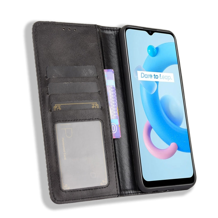 Magnetic Buckle Retro Crazy Horse Texture Horizontal Flip Leather Case with Holder & Card Slots & Photo Frame, Compatible with OPPO Realme C11 2021 / Realme C20 / Realme C20a