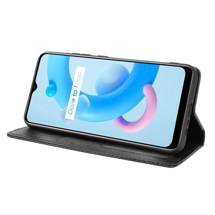 Magnetic Buckle Retro Crazy Horse Texture Horizontal Flip Leather Case with Holder & Card Slots & Photo Frame, Compatible with OPPO Realme C11 2021 / Realme C20 / Realme C20a