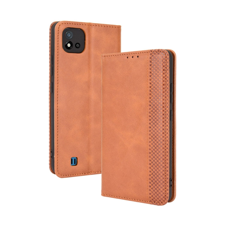 Magnetic Buckle Retro Crazy Horse Texture Horizontal Flip Leather Case with Holder & Card Slots & Photo Frame, Compatible with OPPO Realme C11 2021 / Realme C20 / Realme C20a