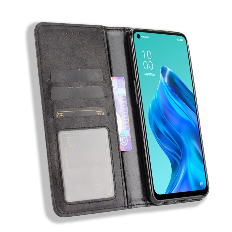 Magnetic Buckle Retro Crazy Horse Texture Horizontal Flip Leather Case with Holder & Card Slots & Photo Frame, Compatible with OPPO Reno5 A