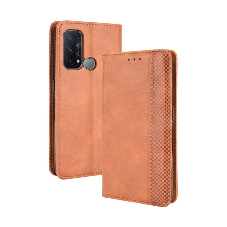 Magnetic Buckle Retro Crazy Horse Texture Horizontal Flip Leather Case with Holder & Card Slots & Photo Frame, Compatible with OPPO Reno5 A