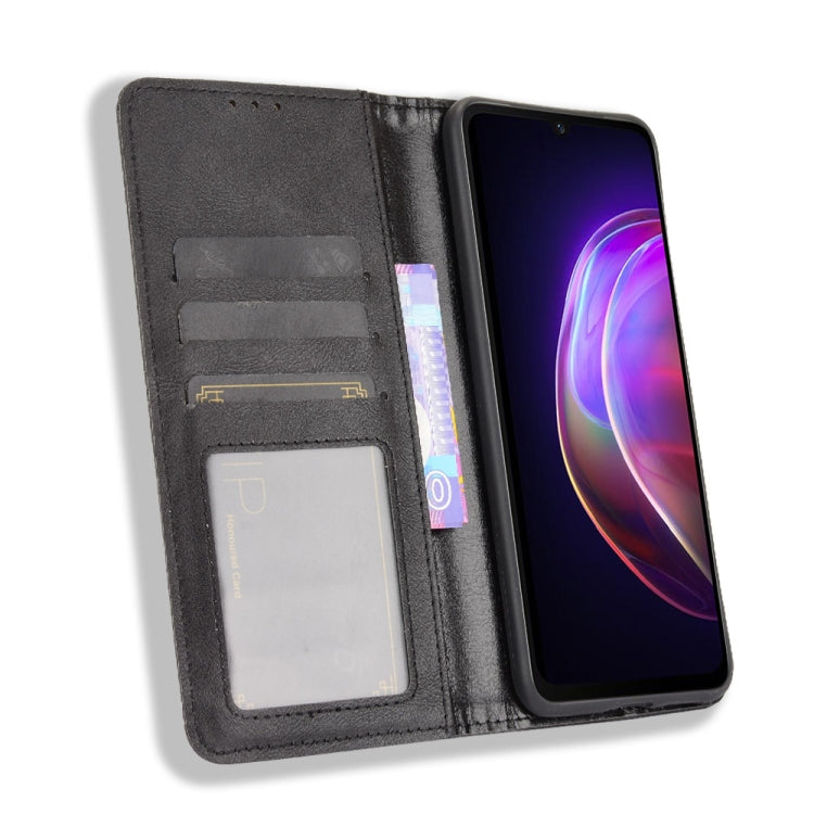 Magnetic Buckle Retro Crazy Horse Texture Horizontal Flip Leather Case with Holder & Card Slots & Photo Frame, Compatible with vivo V21 5G / 4G