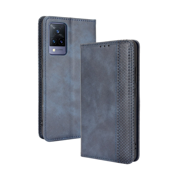 Magnetic Buckle Retro Crazy Horse Texture Horizontal Flip Leather Case with Holder & Card Slots & Photo Frame, Compatible with vivo V21 5G / 4G