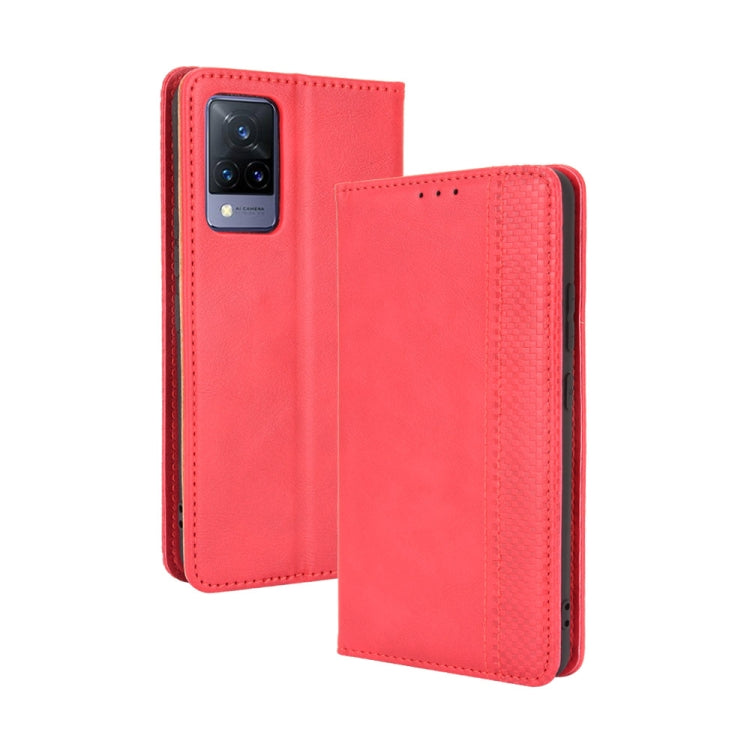 Magnetic Buckle Retro Crazy Horse Texture Horizontal Flip Leather Case with Holder & Card Slots & Photo Frame, Compatible with vivo V21 5G / 4G