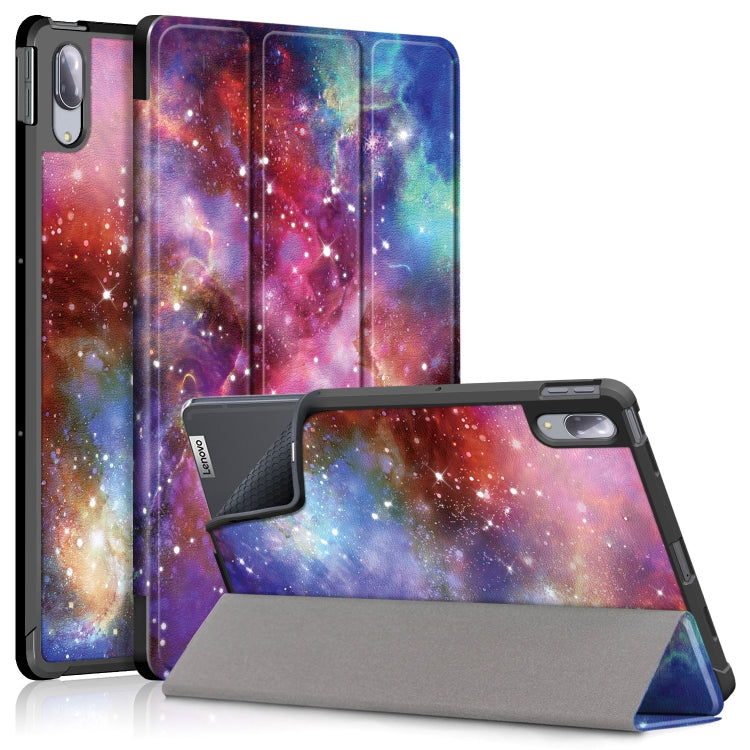 Painted Pattern PU + TPU Horizontal Flip Leather Case with Three-folding Holder & Wake-up / Sleep Function