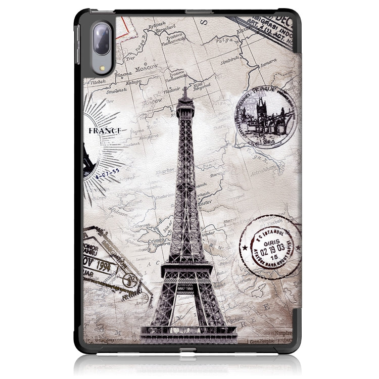 Painted Pattern PU + TPU Horizontal Flip Leather Case with Three-folding Holder & Wake-up / Sleep Function