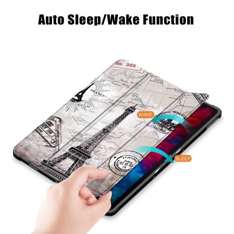 Painted Pattern PU + TPU Horizontal Flip Leather Case with Three-folding Holder & Wake-up / Sleep Function