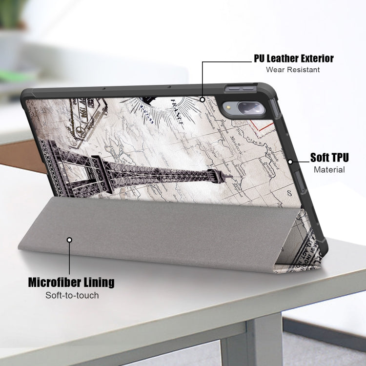 Painted Pattern PU + TPU Horizontal Flip Leather Case with Three-folding Holder & Wake-up / Sleep Function