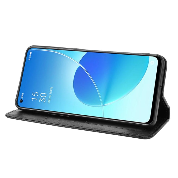 Magnetic Buckle Retro Crazy Horse Texture Horizontal Flip Leather Case with Holder & Card Slots & Photo Frame, Compatible with OPPO Reno6 5G