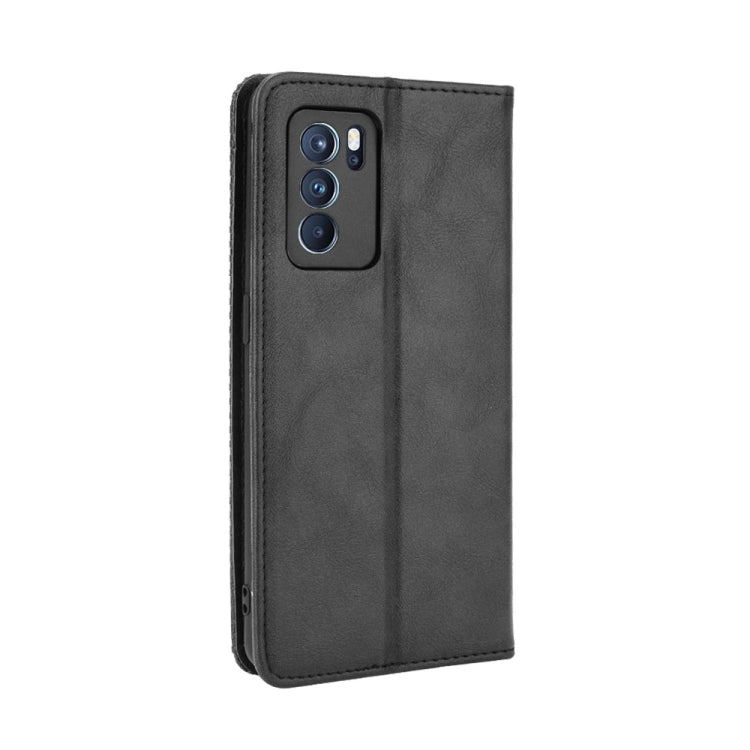 Magnetic Buckle Retro Crazy Horse Texture Horizontal Flip Leather Case with Holder & Card Slots & Photo Frame, Compatible with OPPO Reno6 Pro 5G