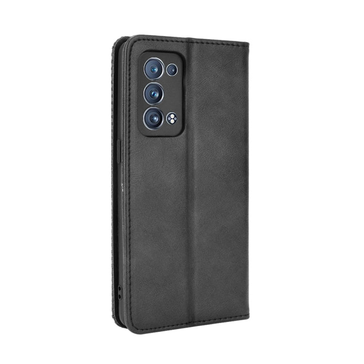 Magnetic Buckle Retro Crazy Horse Texture Horizontal Flip Leather Case with Holder & Card Slots & Photo Frame, Compatible with OPPO Reno6 Pro+ 5G