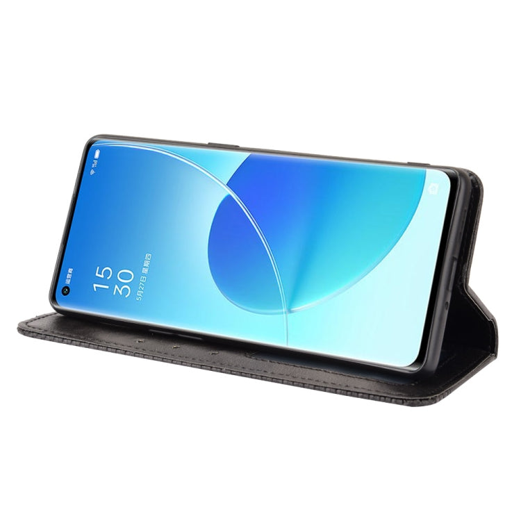 Magnetic Buckle Retro Crazy Horse Texture Horizontal Flip Leather Case with Holder & Card Slots & Photo Frame, Compatible with OPPO Reno6 Pro+ 5G