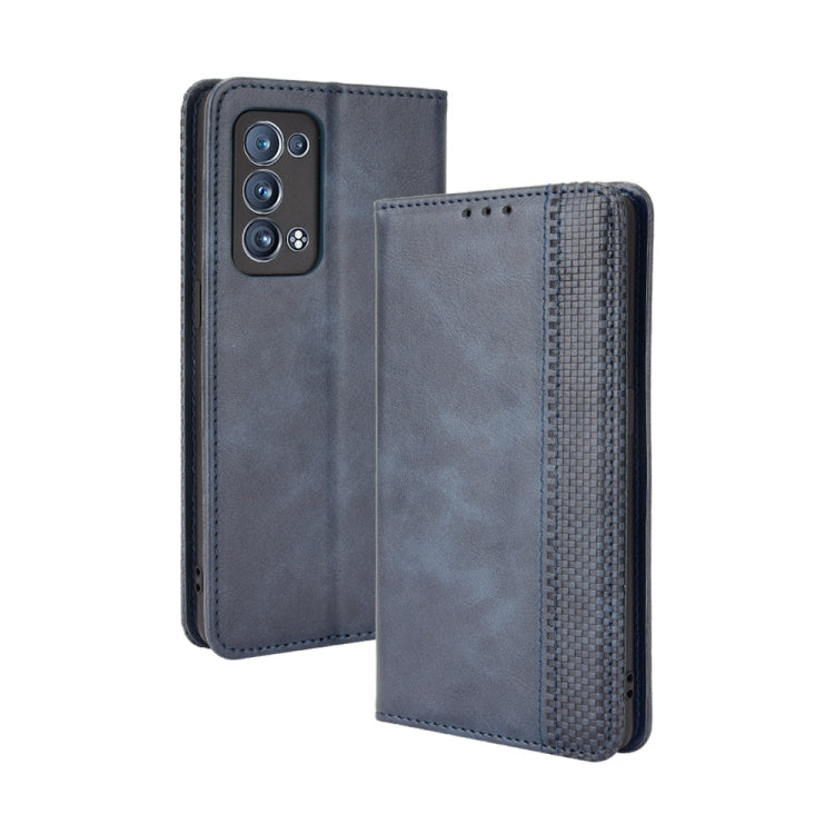 Magnetic Buckle Retro Crazy Horse Texture Horizontal Flip Leather Case with Holder & Card Slots & Photo Frame, Compatible with OPPO Reno6 Pro+ 5G