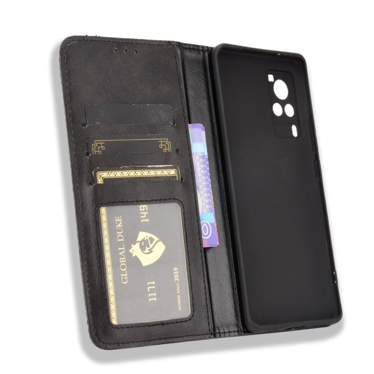 Magnetic Buckle Retro Crazy Horse Texture Horizontal Flip Leather Case with Holder & Card Slots & Photo Frame, Compatible with vivo X60 Pro / X60 5G Curved Surface