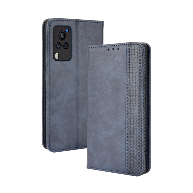 Magnetic Buckle Retro Crazy Horse Texture Horizontal Flip Leather Case with Holder & Card Slots & Photo Frame, Compatible with vivo X60 Pro / X60 5G Curved Surface
