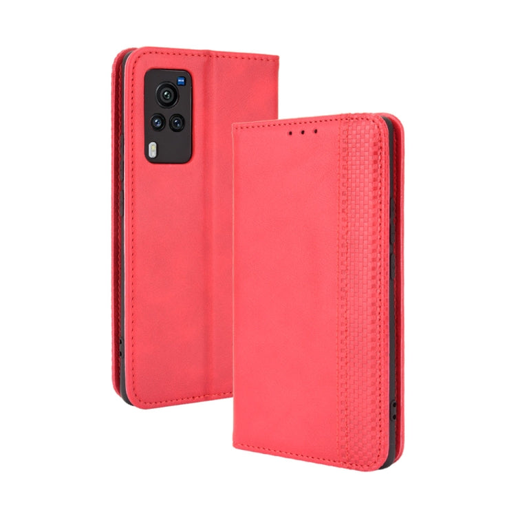 Magnetic Buckle Retro Crazy Horse Texture Horizontal Flip Leather Case with Holder & Card Slots & Photo Frame, Compatible with vivo X60 Pro / X60 5G Curved Surface