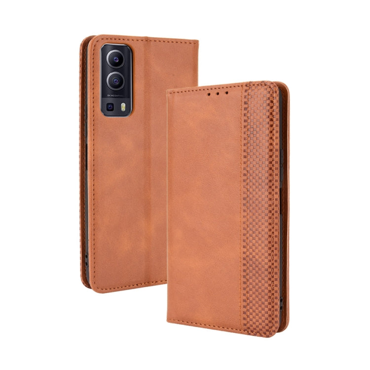 Magnetic Buckle Retro Crazy Horse Texture Horizontal Flip Leather Case with Holder & Card Slots & Photo Frame, Compatible with vivo Y72 5G / iQOO Z3 5G