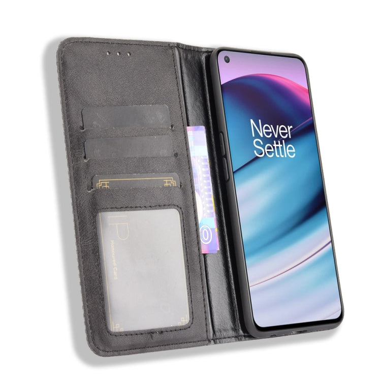 Magnetic Buckle Retro Crazy Horse Texture Horizontal Flip Leather Case with Holder & Card Slots & Photo Frame, Compatible with OnePlus Nord CE 5G