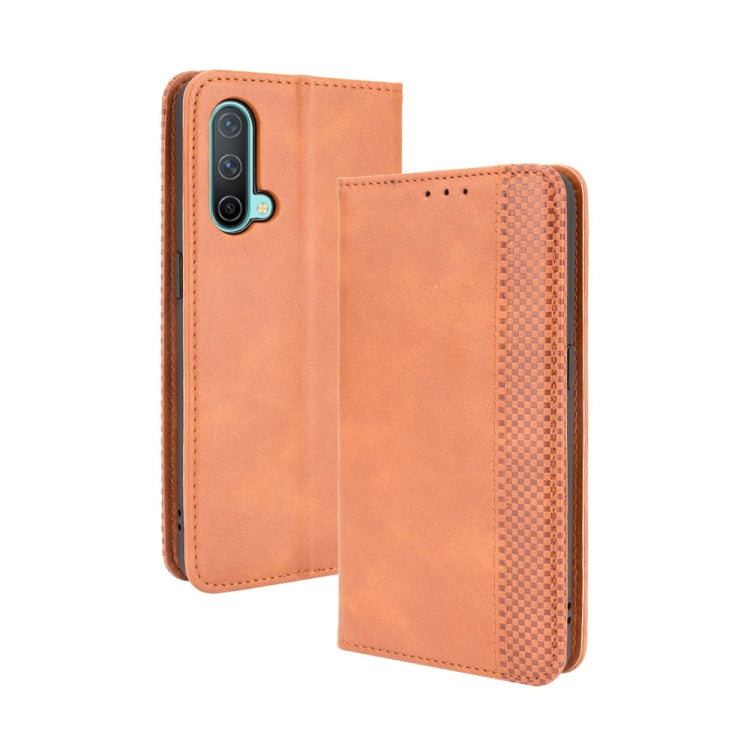 Magnetic Buckle Retro Crazy Horse Texture Horizontal Flip Leather Case with Holder & Card Slots & Photo Frame, Compatible with OnePlus Nord CE 5G