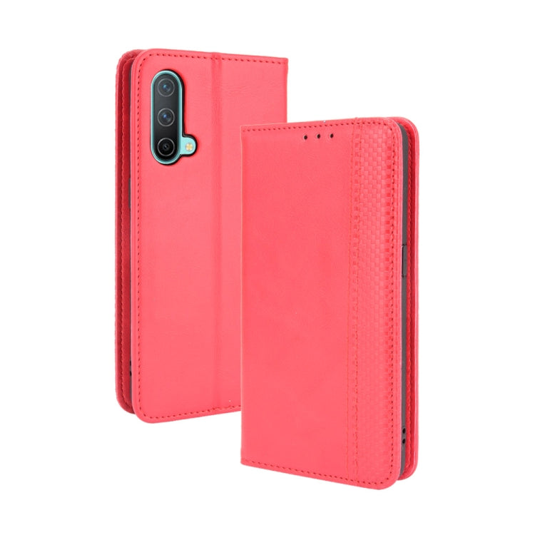 Magnetic Buckle Retro Crazy Horse Texture Horizontal Flip Leather Case with Holder & Card Slots & Photo Frame, Compatible with OnePlus Nord CE 5G