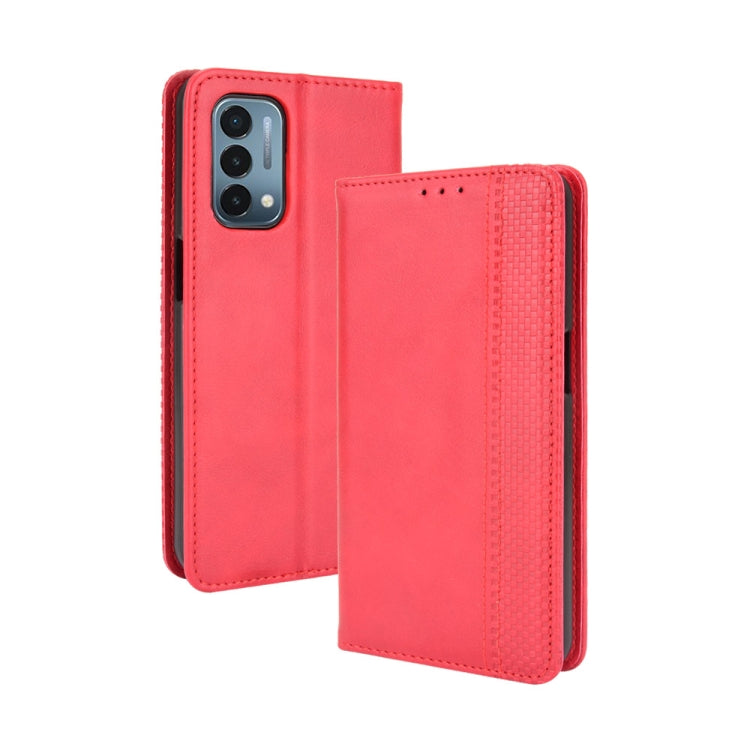 Magnetic Buckle Retro Crazy Horse Texture Horizontal Flip Leather Case with Holder & Card Slots & Photo Frame, Compatible with OnePlus Nord N200 5G