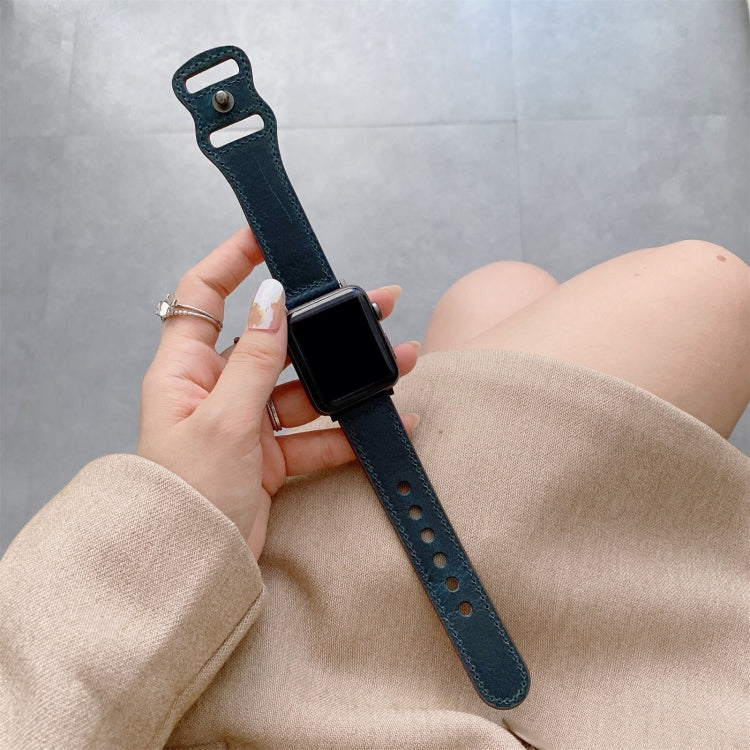8-shape Buckle Retro Leather Replacement Strap Watchband Compatible with Apple Watch Series, 7 45mm / 6 & SE & 5 & 4 44mm / 3 & 2 & 1 42mm