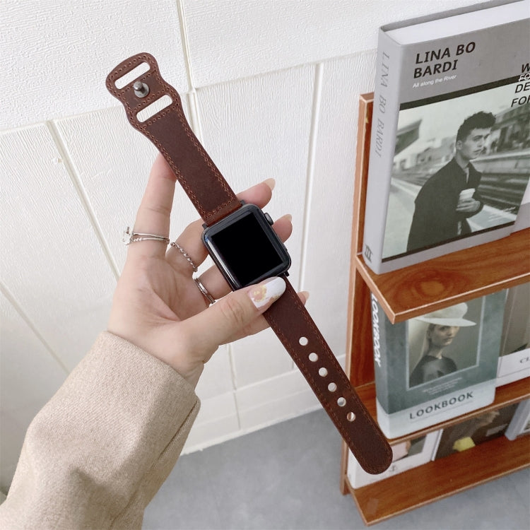 8-shape Buckle Retro Leather Replacement Strap Watchband Compatible with Apple Watch Series, 7 45mm / 6 & SE & 5 & 4 44mm / 3 & 2 & 1 42mm