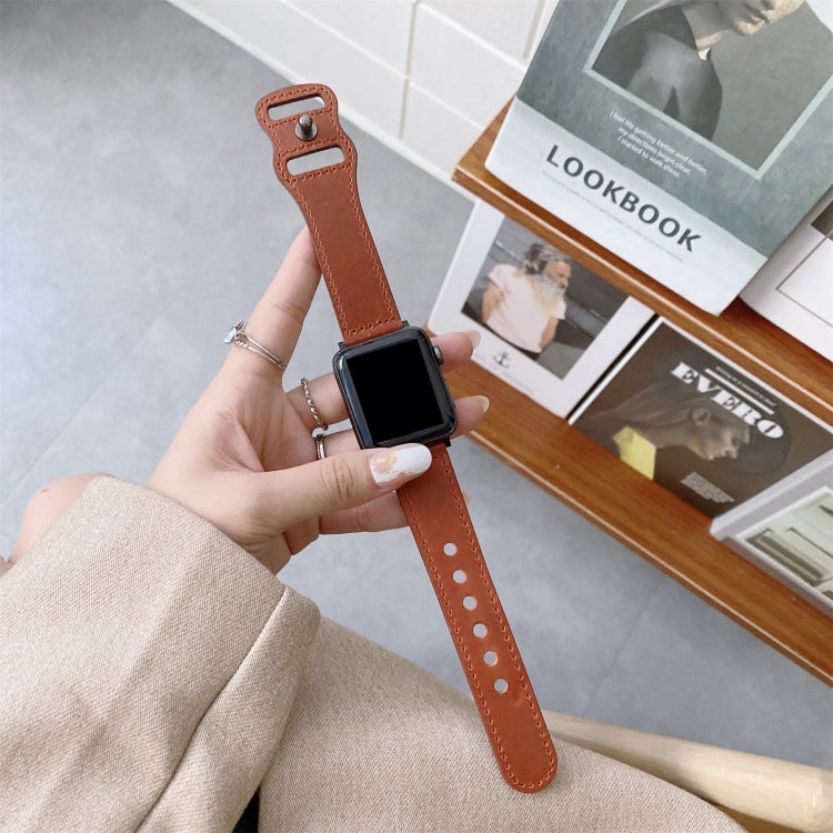 8-shape Buckle Retro Leather Replacement Strap Watchband Compatible with Apple Watch Series, 7 45mm / 6 & SE & 5 & 4 44mm / 3 & 2 & 1 42mm