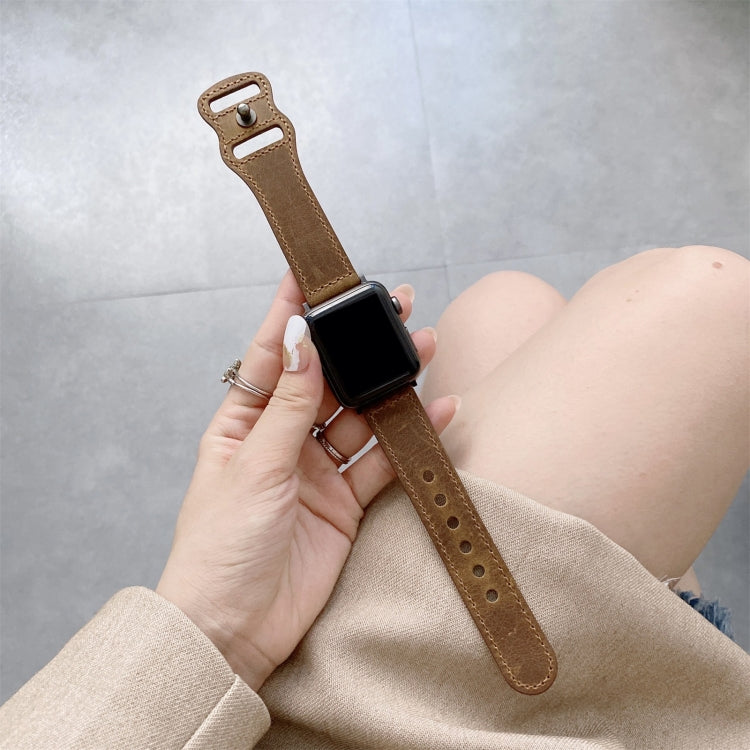 8-shape Buckle Retro Leather Replacement Strap Watchband Compatible with Apple Watch Series, 7 45mm / 6 & SE & 5 & 4 44mm / 3 & 2 & 1 42mm