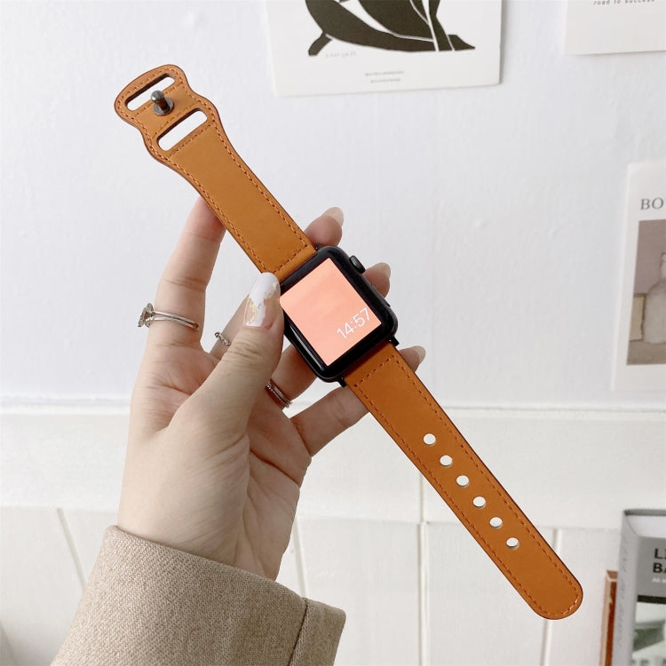 8-shape Buckle Retro Leather Replacement Strap Watchband Compatible with Apple Watch Series, 7 45mm / 6 & SE & 5 & 4 44mm / 3 & 2 & 1 42mm