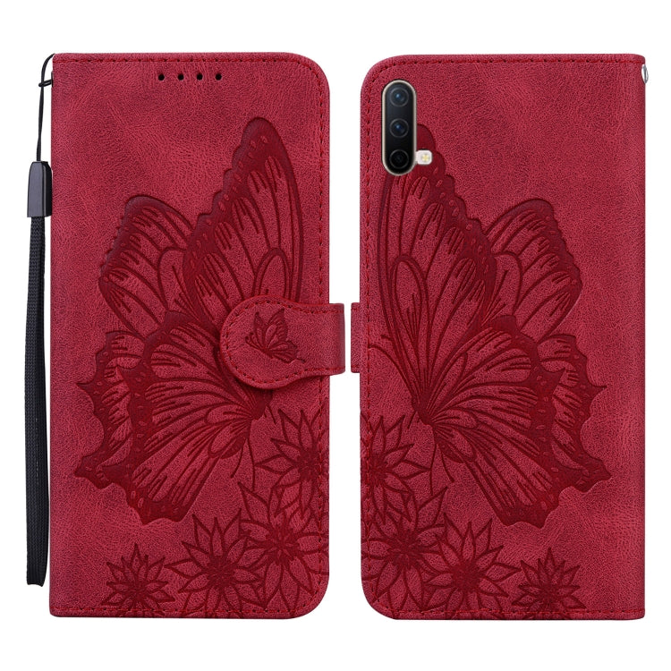 Retro Skin Feel Butterflies Embossing Horizontal Flip Leather Case with Holder & Card Slots & Wallet, Compatible with OnePlus Nord CE 5G