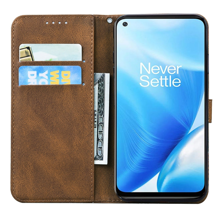 Retro Skin Feel Butterflies Embossing Horizontal Flip Leather Case with Holder & Card Slots & Wallet, Compatible with OnePlus Nord N200