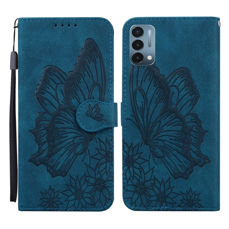 Retro Skin Feel Butterflies Embossing Horizontal Flip Leather Case with Holder & Card Slots & Wallet, Compatible with OnePlus Nord N200