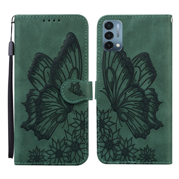 Retro Skin Feel Butterflies Embossing Horizontal Flip Leather Case with Holder & Card Slots & Wallet, Compatible with OnePlus Nord N200