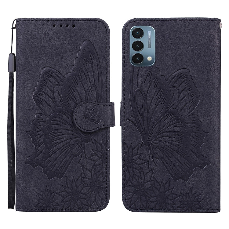 Retro Skin Feel Butterflies Embossing Horizontal Flip Leather Case with Holder & Card Slots & Wallet, Compatible with OnePlus Nord N200