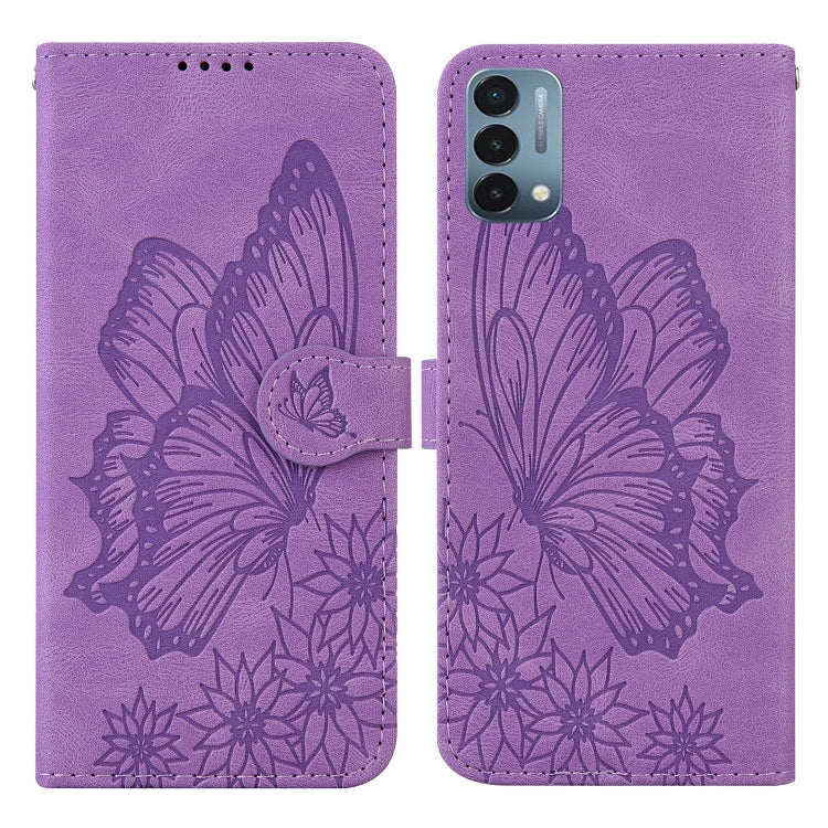 Retro Skin Feel Butterflies Embossing Horizontal Flip Leather Case with Holder & Card Slots & Wallet, Compatible with OnePlus Nord N200