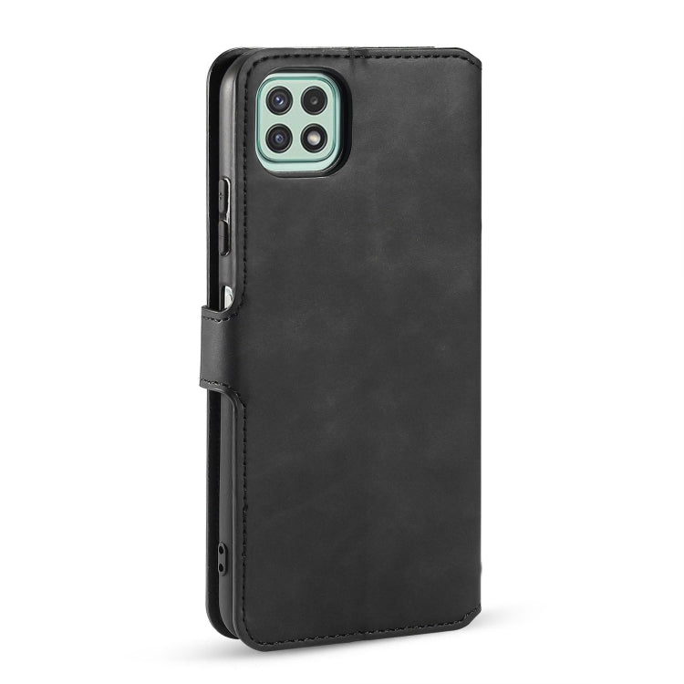 DG.MING Retro Oil Side Horizontal Flip Leather Case with Holder & Card Slots & Wallet, Compatible with Samsung Galaxy A22 5G