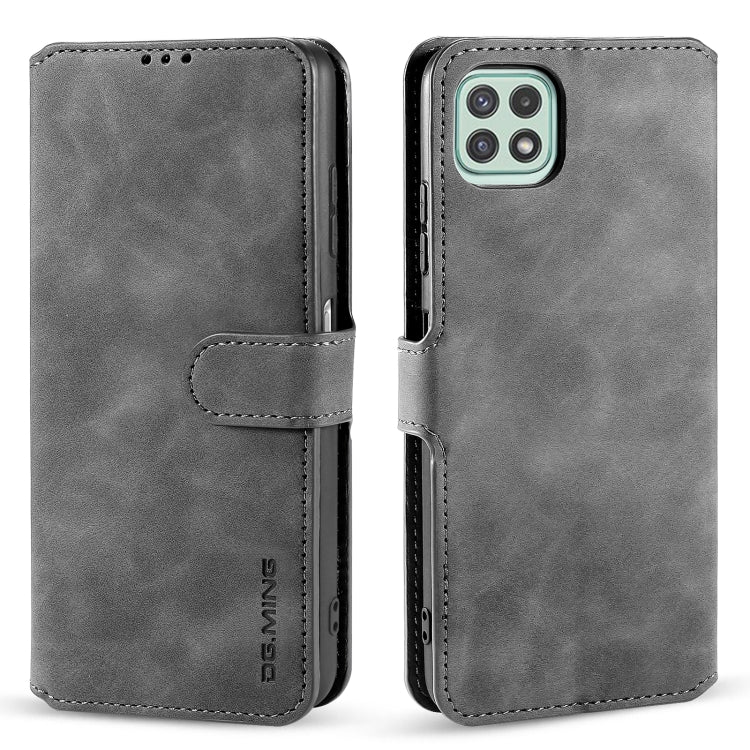 DG.MING Retro Oil Side Horizontal Flip Leather Case with Holder & Card Slots & Wallet, Compatible with Samsung Galaxy A22 5G