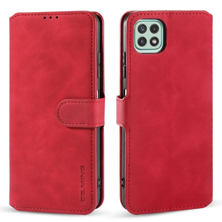 DG.MING Retro Oil Side Horizontal Flip Leather Case with Holder & Card Slots & Wallet, Compatible with Samsung Galaxy A22 5G
