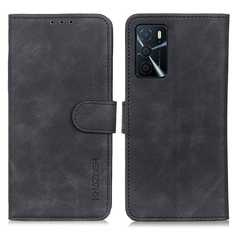 KHAZNEH Retro Texture PU + TPU Horizontal Flip Leather Case with Holder & Card Slots & Wallet, Compatible with OPPO A16