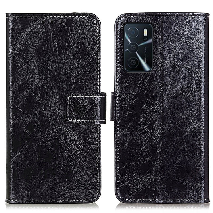 Retro Crazy Horse Texture Horizontal Flip Leather Case with Holder & Card Slots & Photo Frame & Wallet, Compatible with OPPO A16