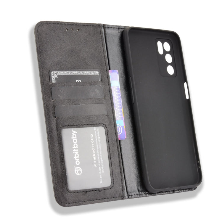 Magnetic Buckle Retro Crazy Horse Texture Horizontal Flip Leather Case with Holder & Card Slots & Photo Frame, Compatible with OPPO A16