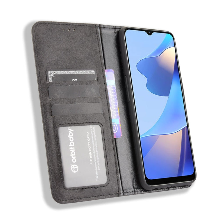 Magnetic Buckle Retro Crazy Horse Texture Horizontal Flip Leather Case with Holder & Card Slots & Photo Frame, Compatible with OPPO A16