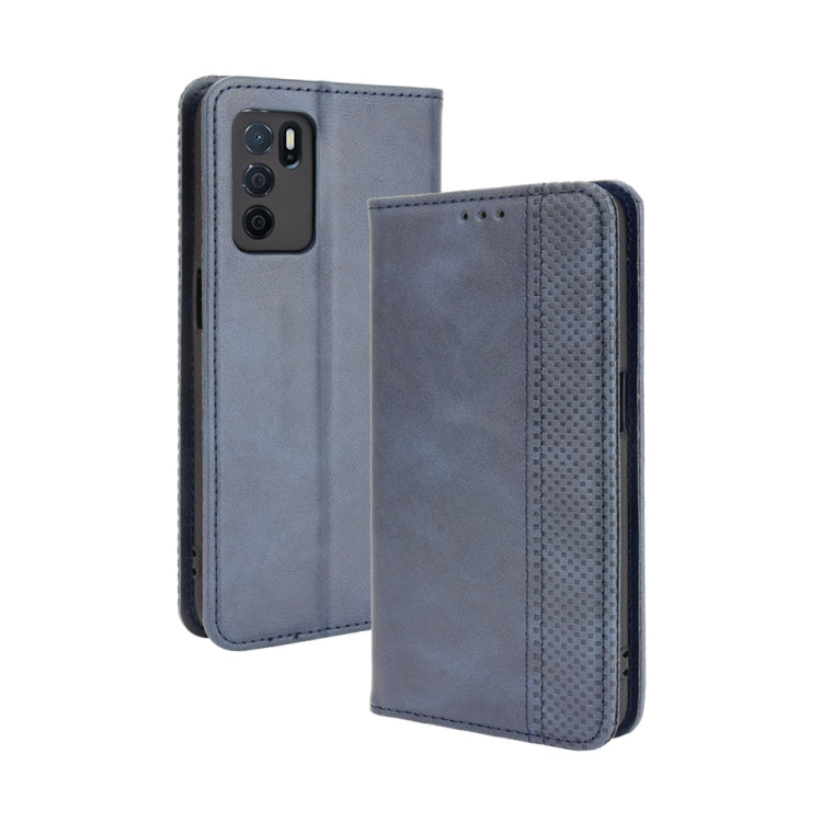 Magnetic Buckle Retro Crazy Horse Texture Horizontal Flip Leather Case with Holder & Card Slots & Photo Frame, Compatible with OPPO A16