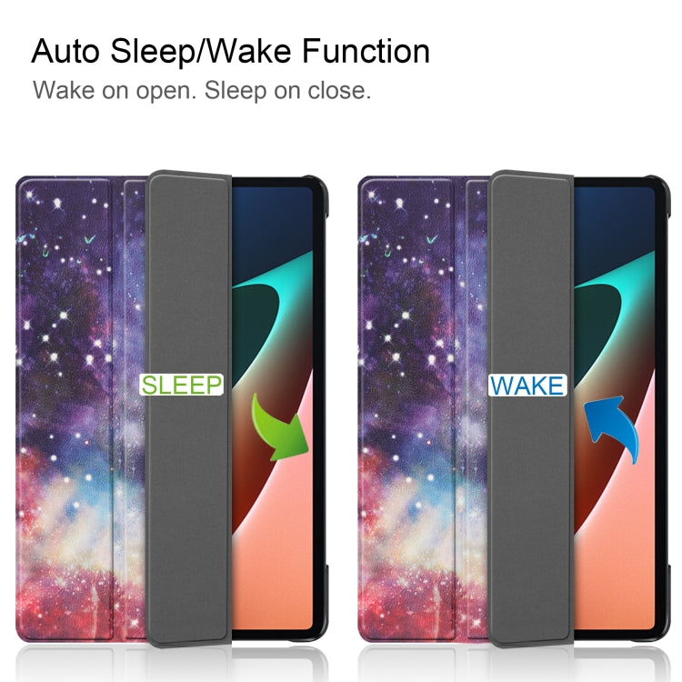 Custer Painted PU Leather Case with Sleep / Wake-up Function & 3-Fold Holder