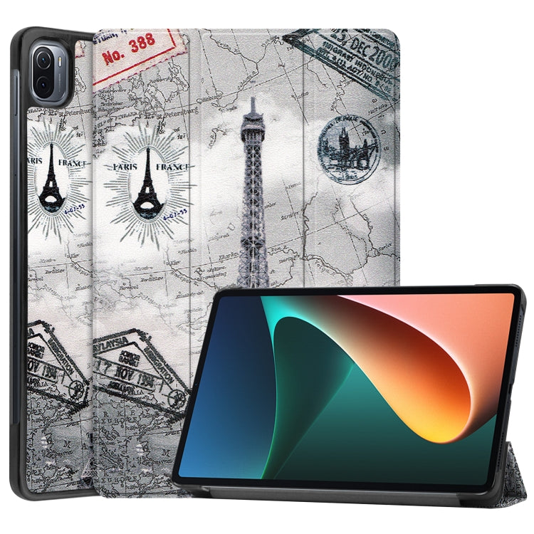 Custer Painted PU Leather Case with Sleep / Wake-up Function & 3-Fold Holder